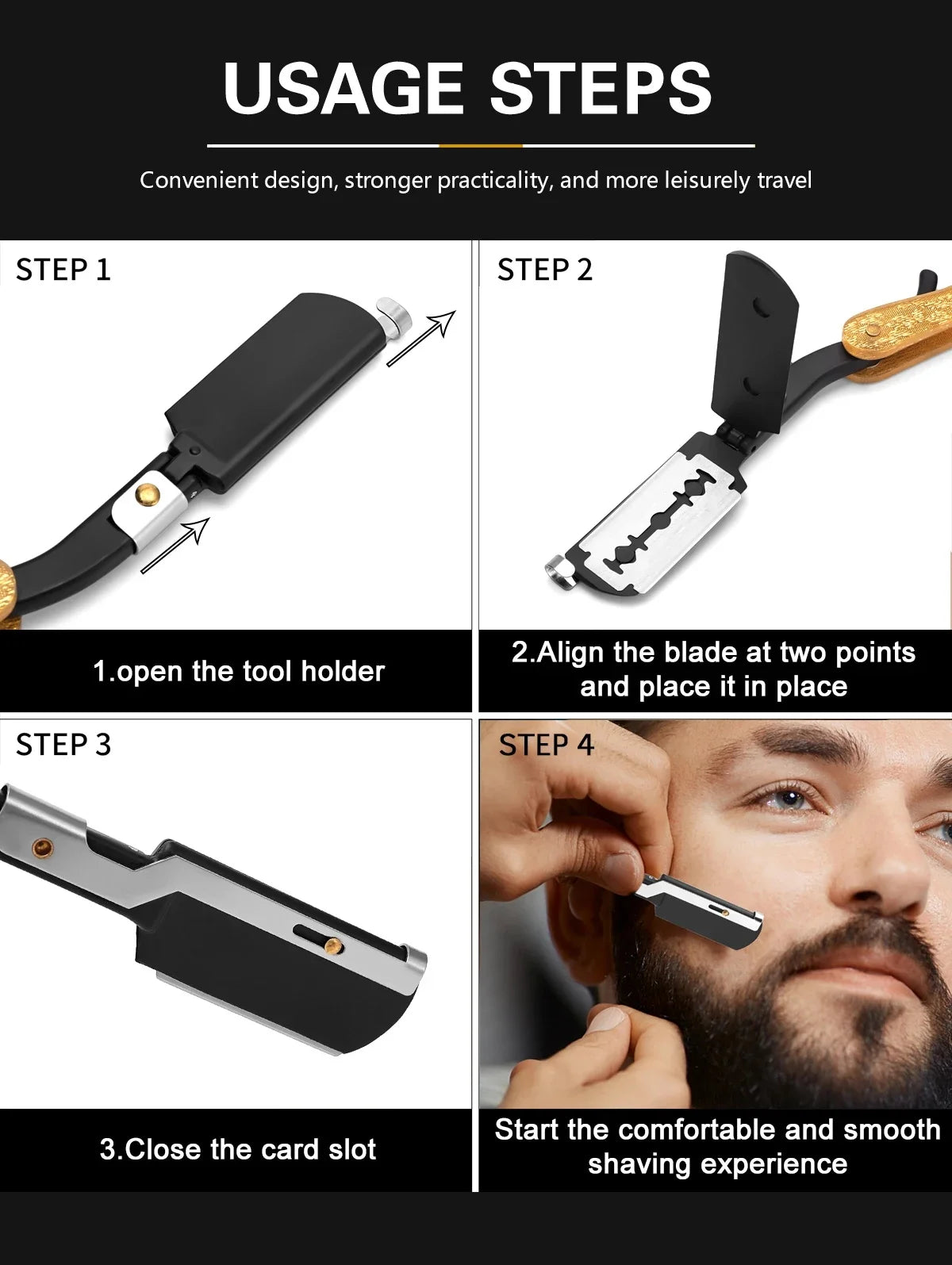Foldable Straight Razor — Barber Shaving & Contouring