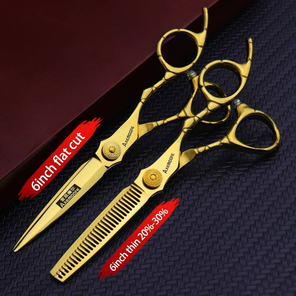 Axemoore 6-Inch Premium Barber Scissors — Cutting & Thinning Sets