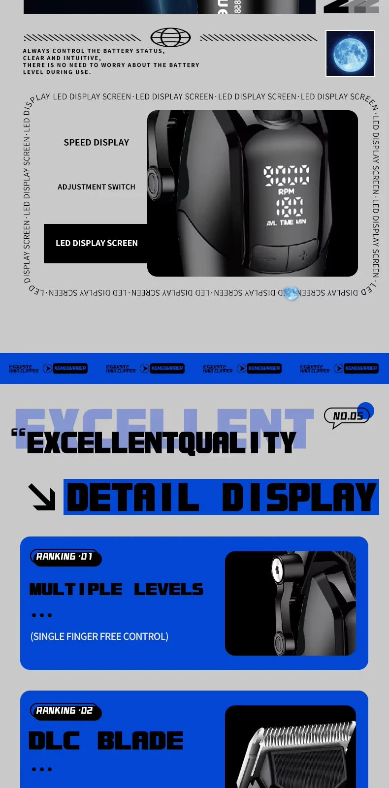 Kemei KM-1858 10W DLC Cordless Clipper