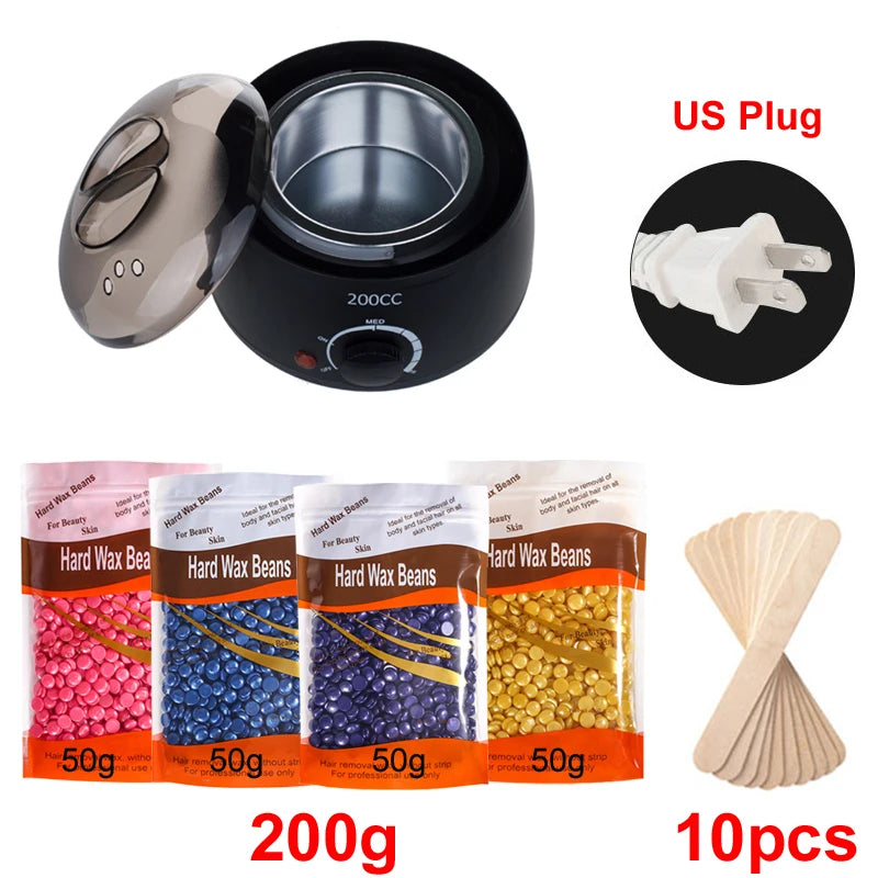 200ml Wax Heater Machine — EU & US Plug, Wax Beans Kit