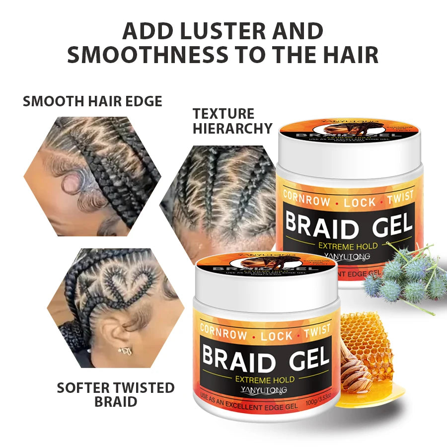 Carbomer Braiding Gel Wax — Anti-Frizz, Strong Hold