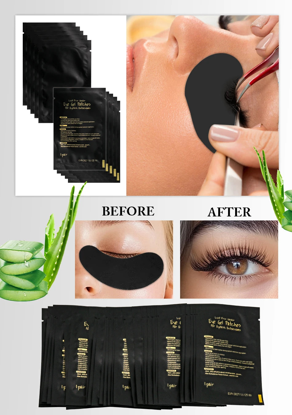 Black Under-Eye Patches for Lash Extensions — 50 Pairs