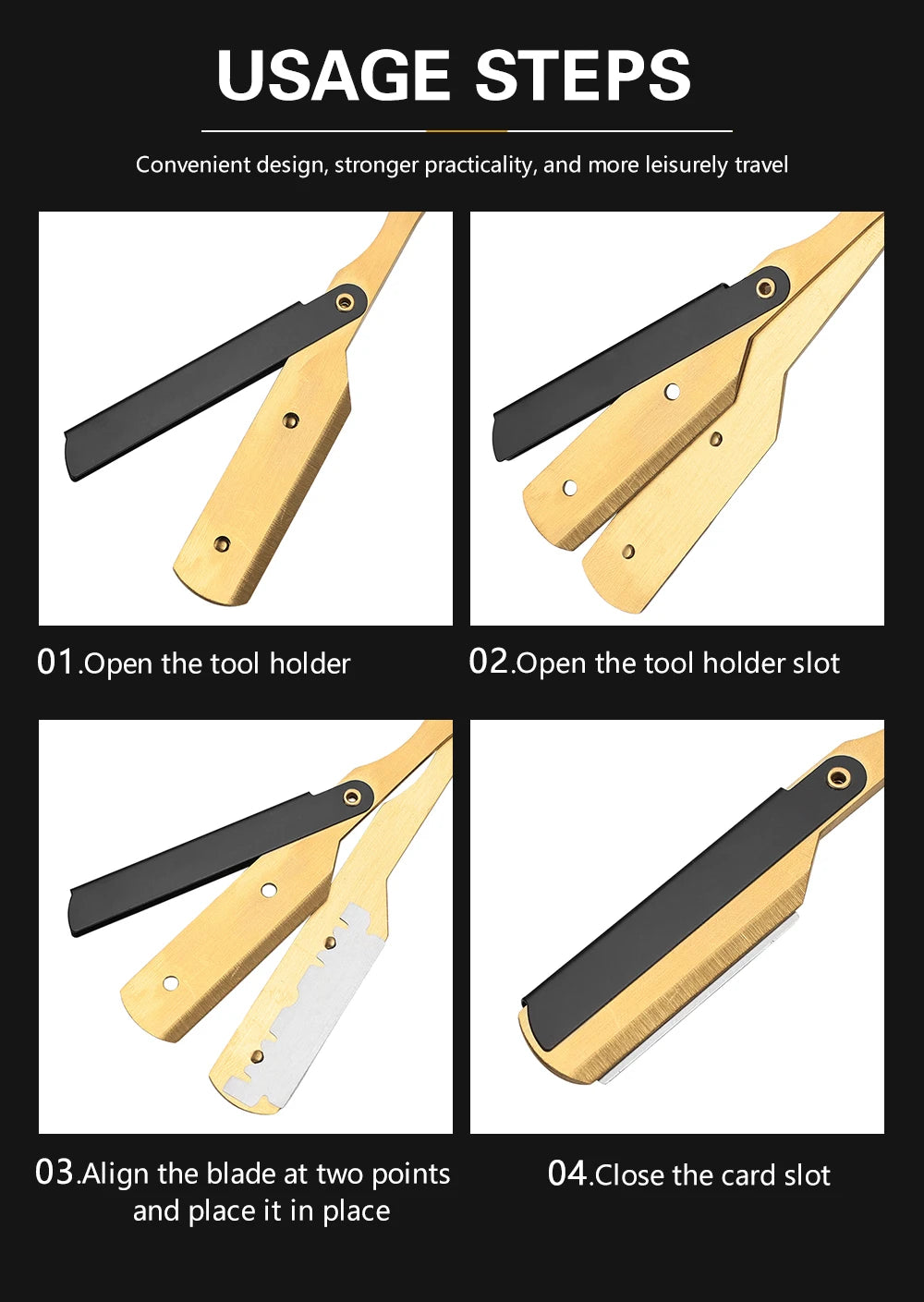 Classic Folding Straight Razor — Stainless Steel, 5 Colors