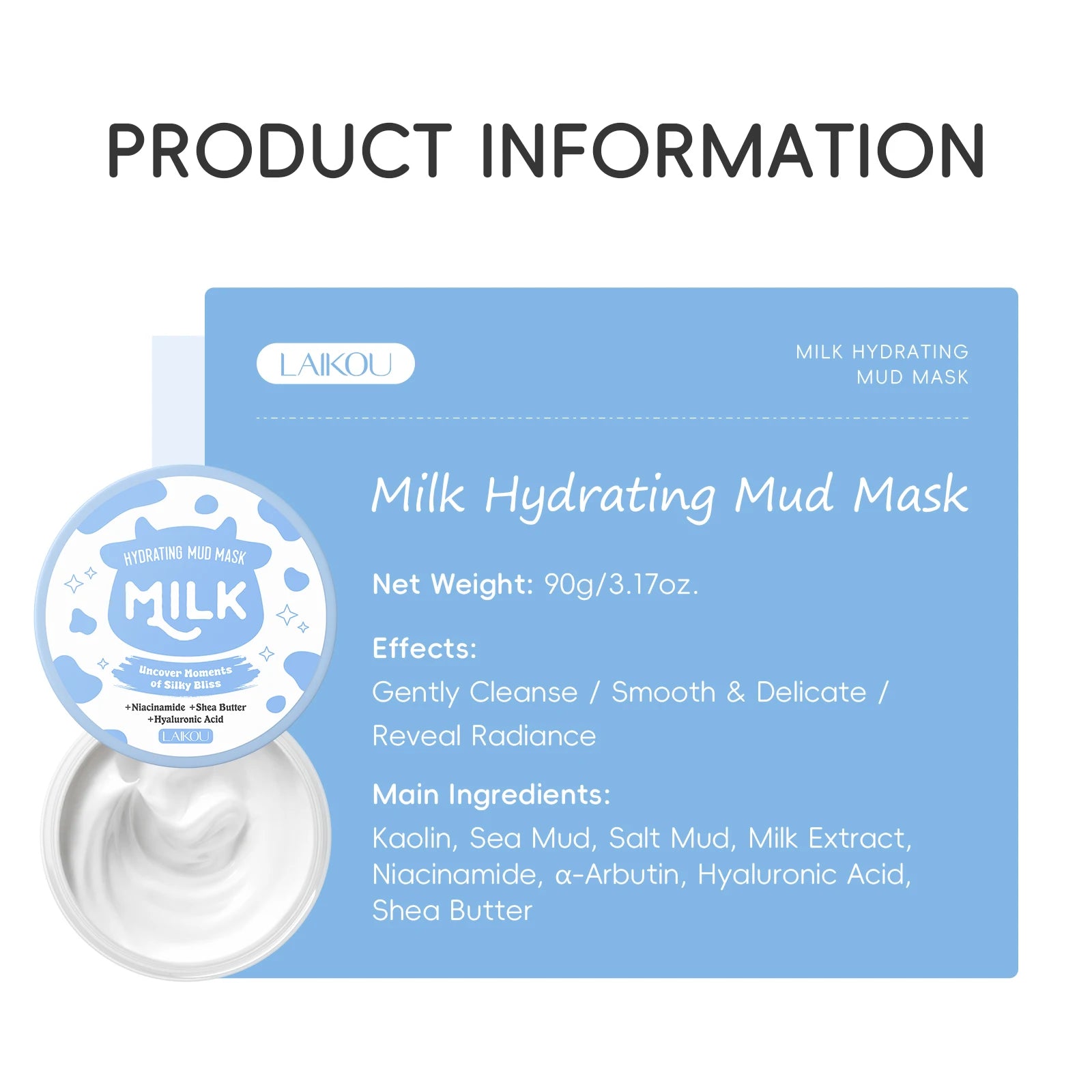 LAIKOU Milk Hydrating Mud Mask — Deep Moisture & Luminous Glow