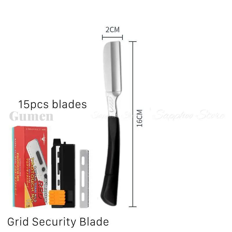 Zinc Alloy Straight Razor — Non-Folding, Silicone Handle, 14 Styles