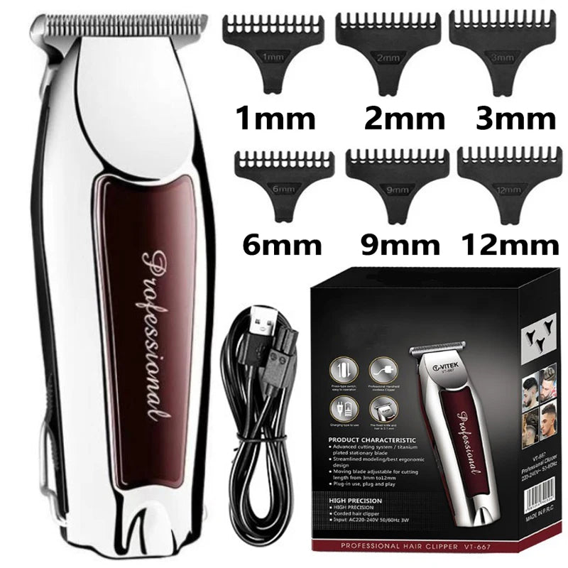 Kemei Cordless Hair Clipper — 3 or 6 Comb Box Set