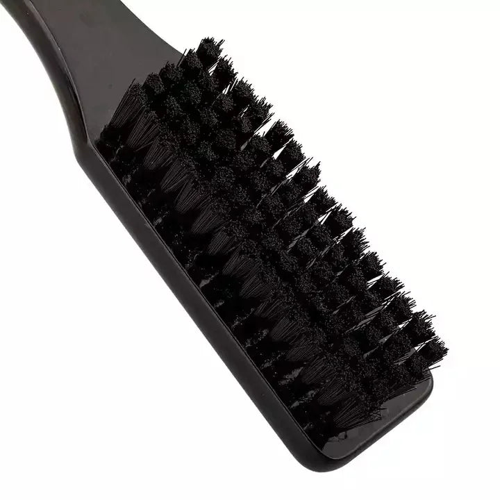 Premium Soft-Bristle Barber Fade Brush — Black & White