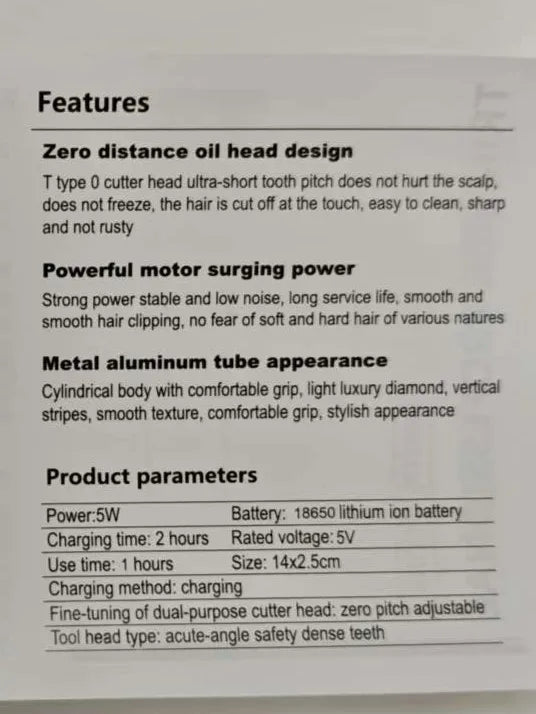 USB-C Rechargeable Barber Clipper