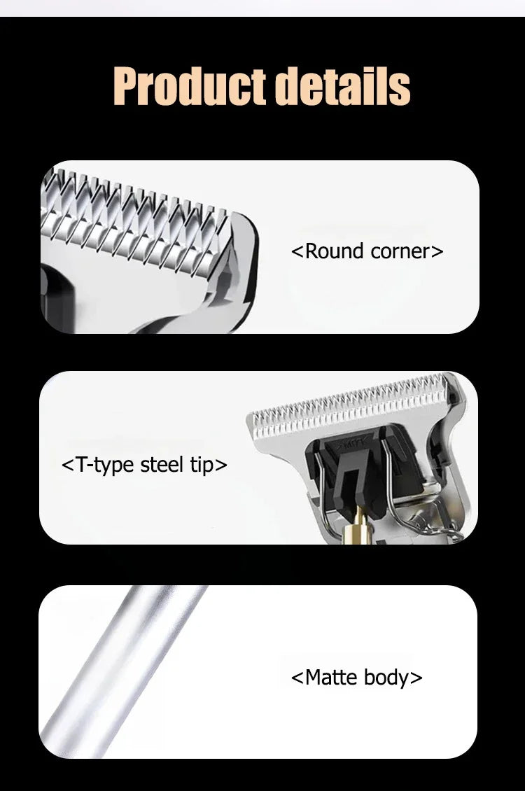 T9 Vintage Rechargeable Barber Clipper — Silver & Black
