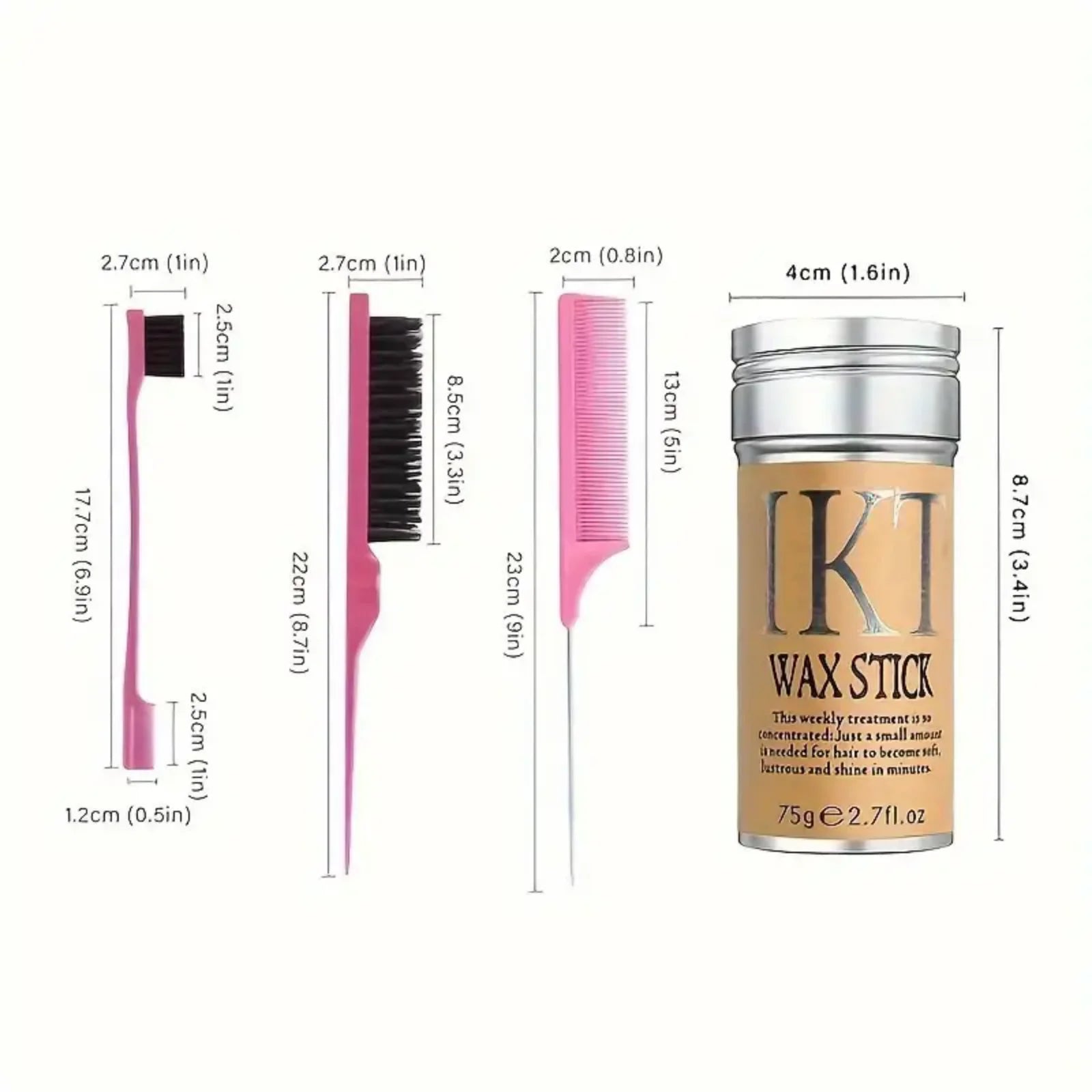 Hair Wax Stick for Kids & Women — With Slick Back Brushes