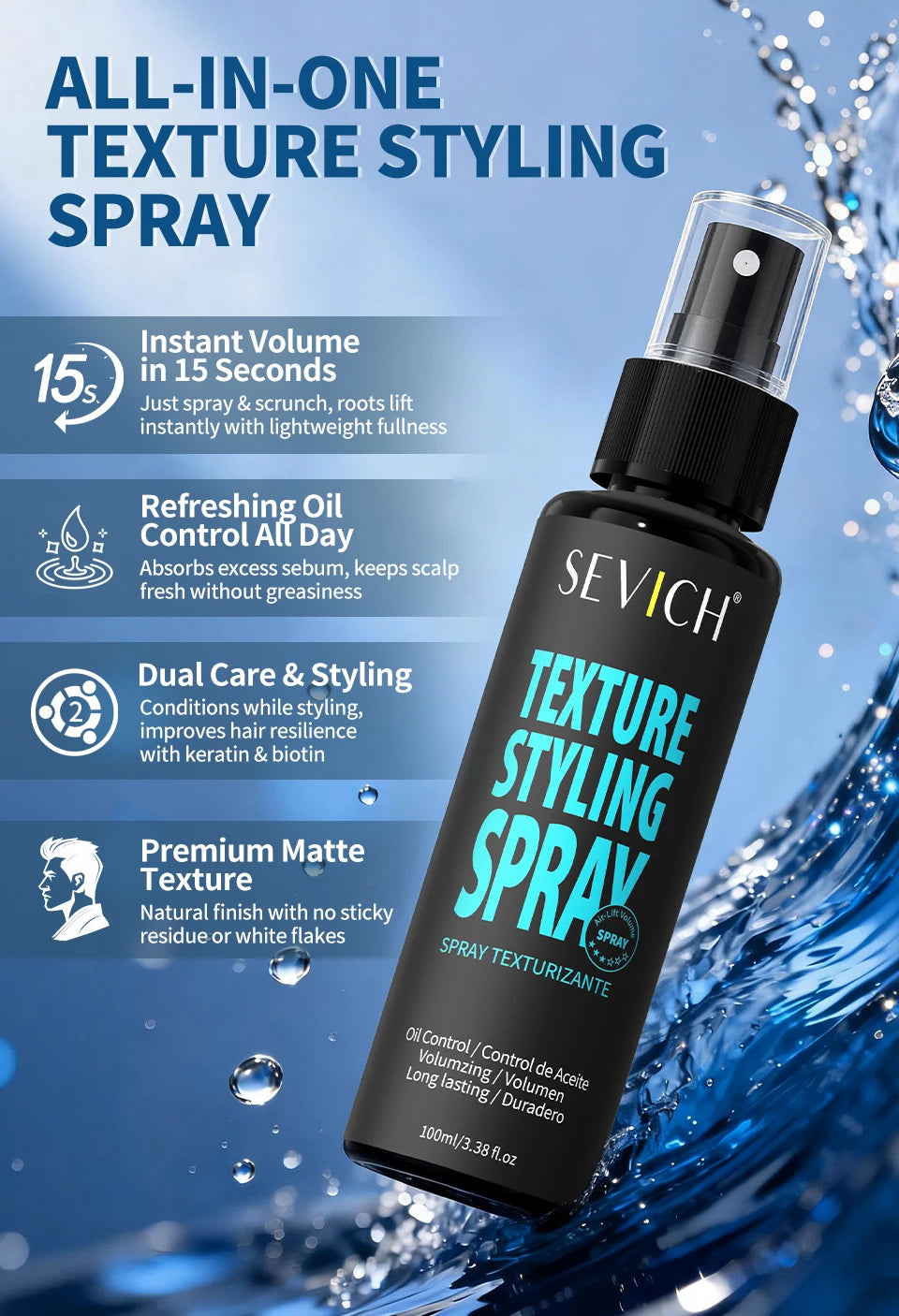 3 Secs Texture Styling Spray — Root Lift & Natural Matte Finish