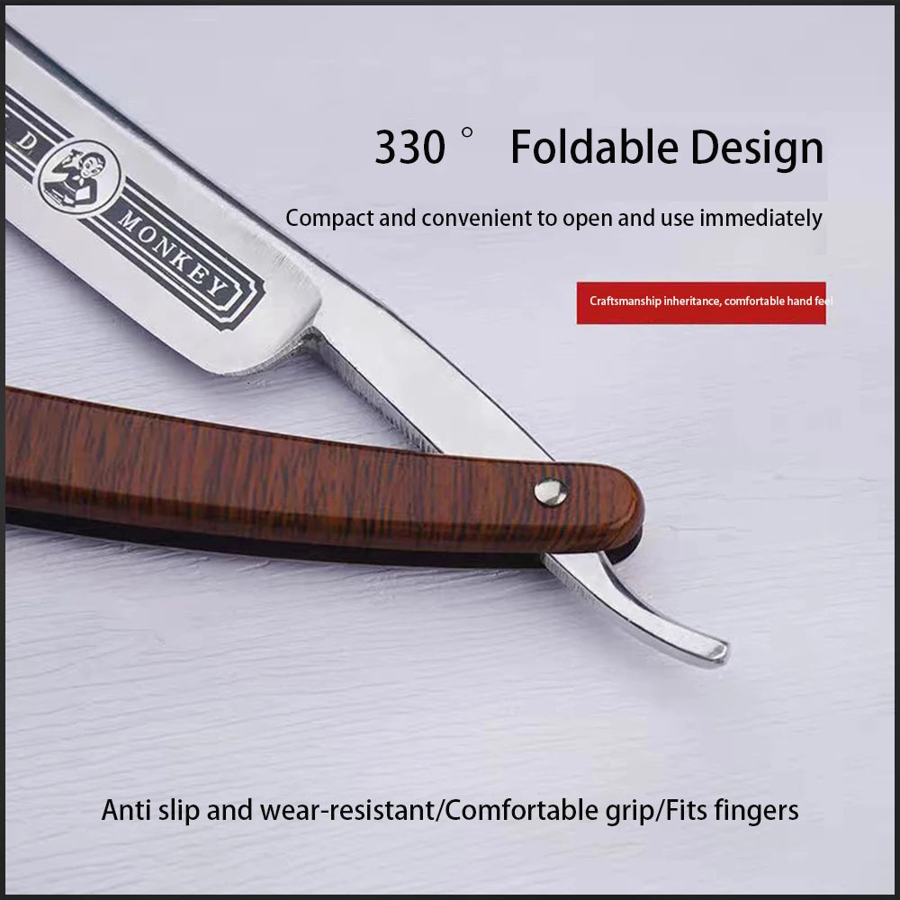 BARBERTOP Shavette Open Razor — 5 Styles, Replaceable Blade