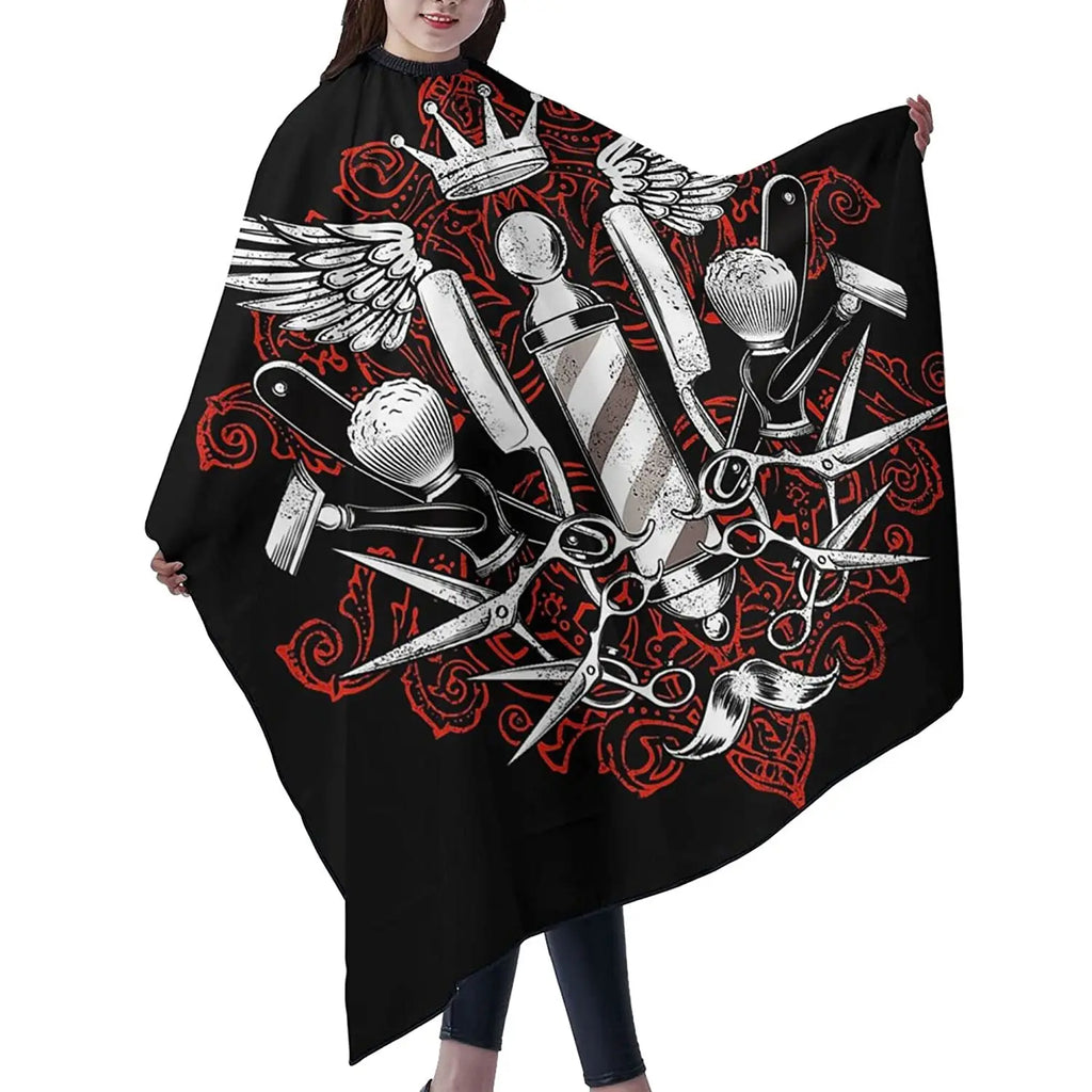 Barber Pattern Cape — Adjustable Closure, Professional Salon