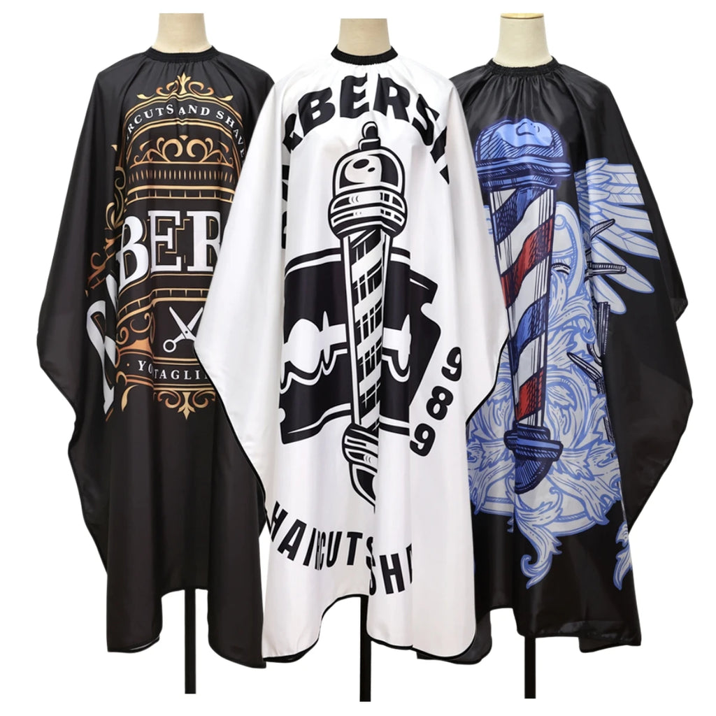Retro Pattern Barber Cape — Waterproof, Snap Closure, 8 Styles