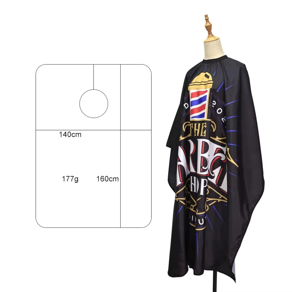 Professional Barber Hair Apron — Anti-Static, Black Patterned