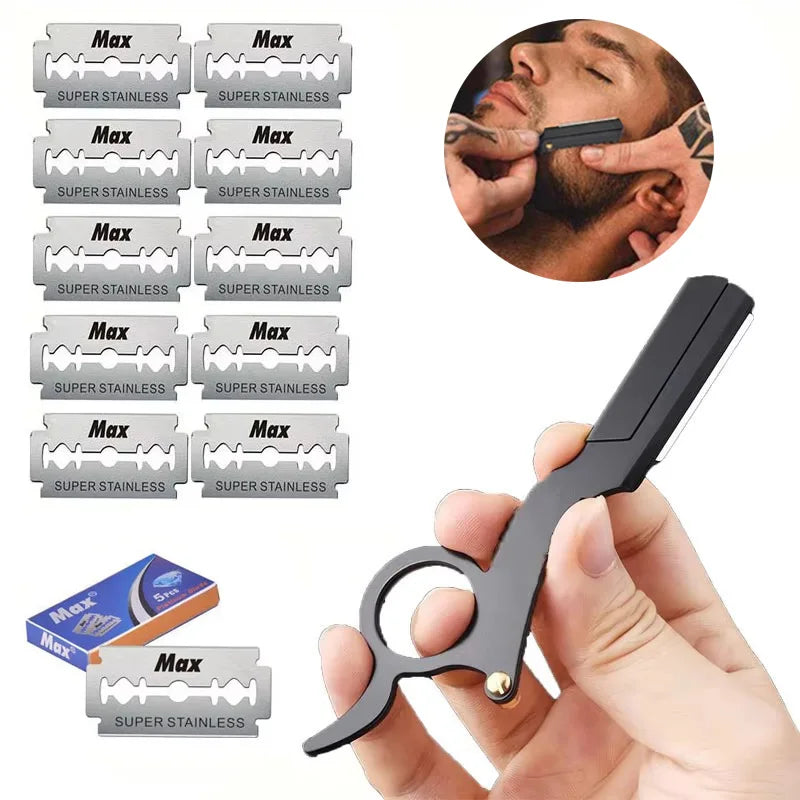 Folding Barber Razor Handle — With Optional Blade Bundle