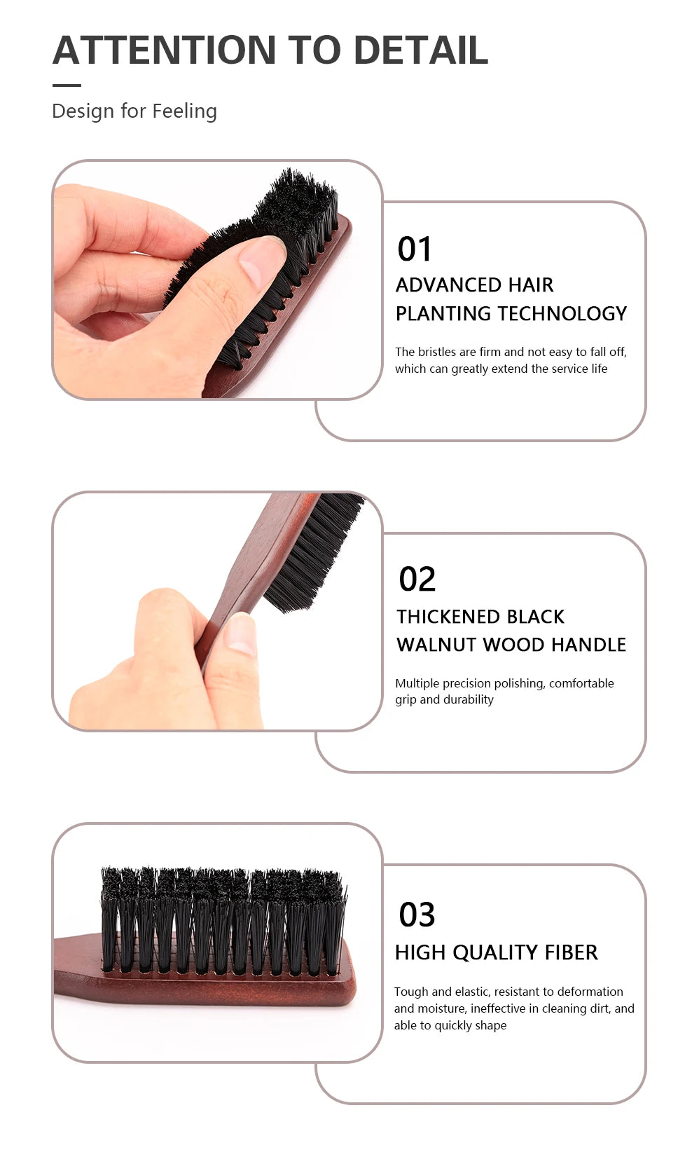 BARBERTOP Men's Boar Bristle Beard Brush — Wood Handle