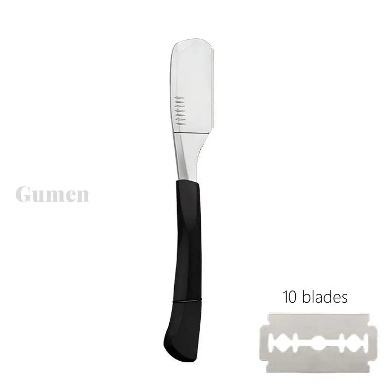 Zinc Alloy Straight Razor — Non-Folding, Silicone Handle, 14 Styles