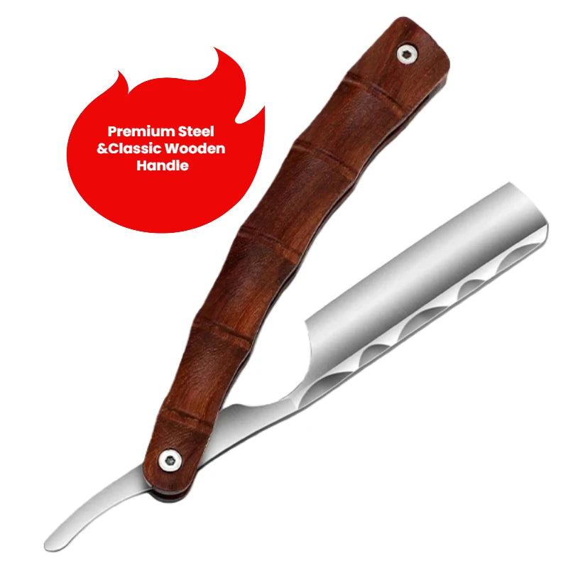 Wood Handle Straight Razor — Premium Barbershop Shaver