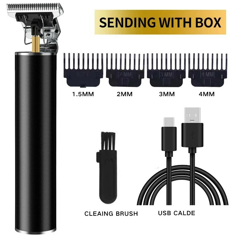 T9 Vintage Rechargeable Barber Clipper — Silver & Black