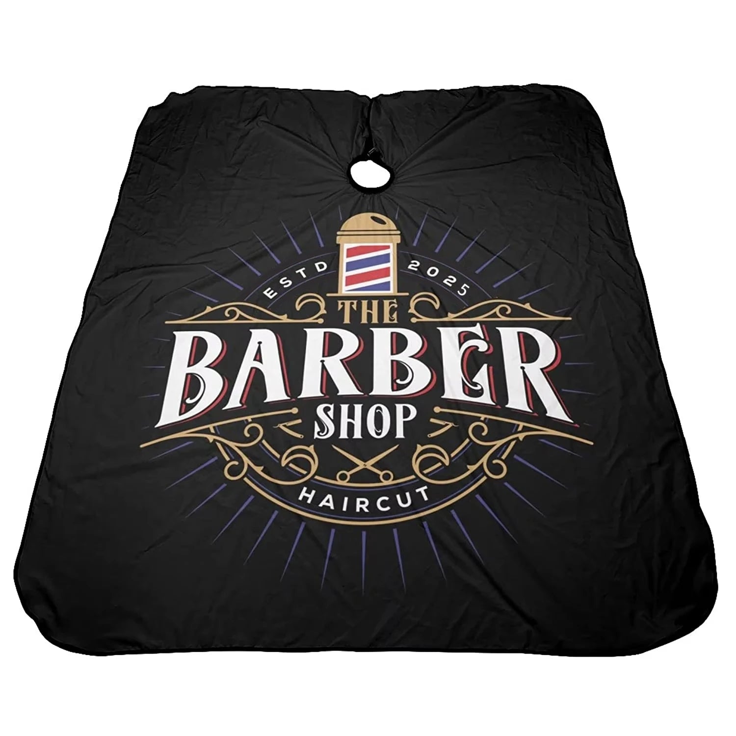Professional Barber Hair Apron — Anti-Static, Black Patterned