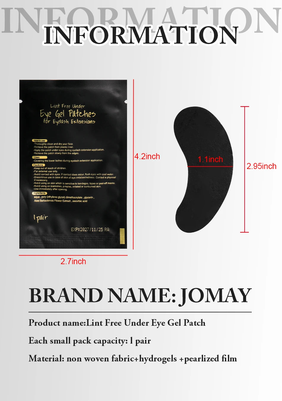 Black Under-Eye Patches for Lash Extensions — 50 Pairs