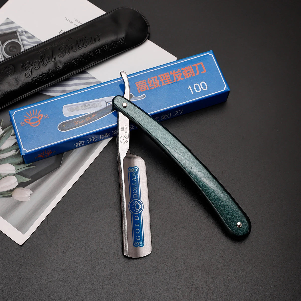 BARBERTOP Professional Straight Razor — Iron Frame, Replaceable Blade