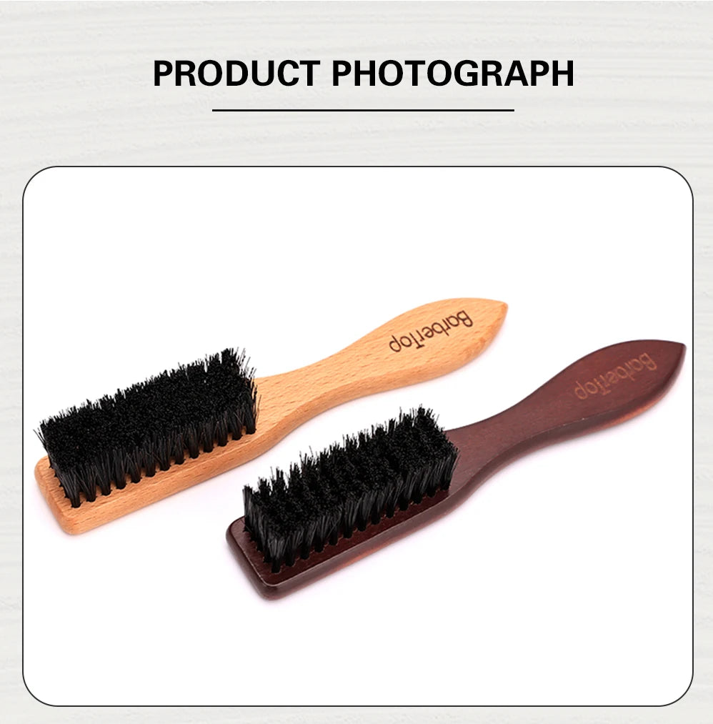 BARBERTOP Men's Boar Bristle Beard Brush — Wood Handle