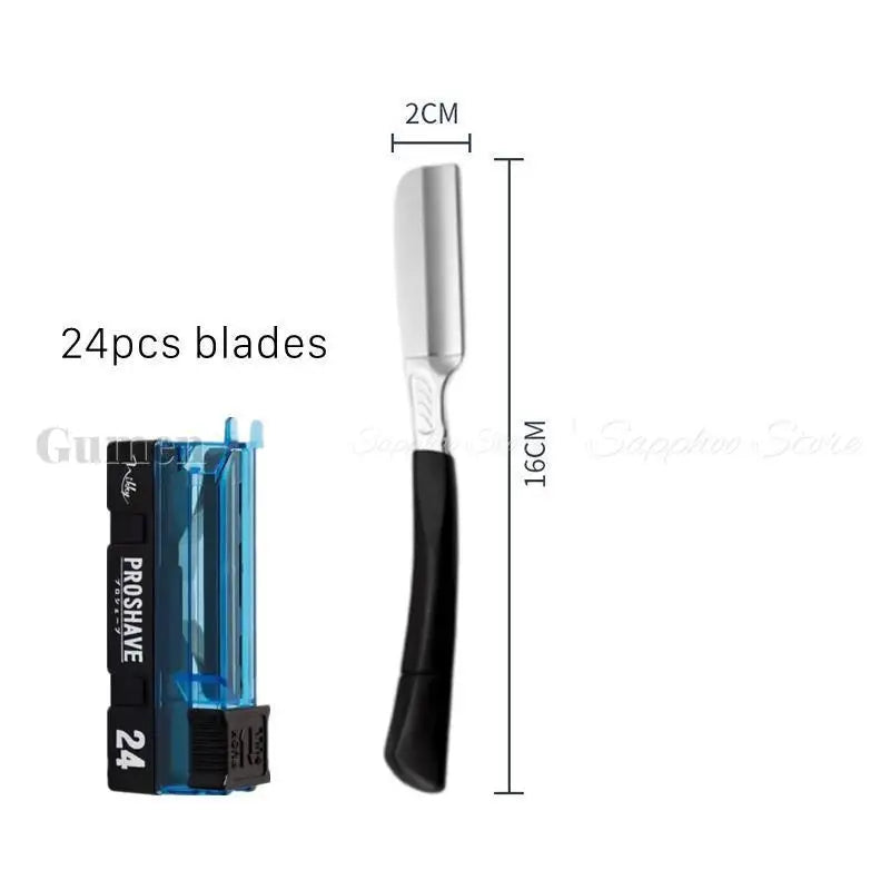 Zinc Alloy Straight Razor — Non-Folding, Silicone Handle, 14 Styles