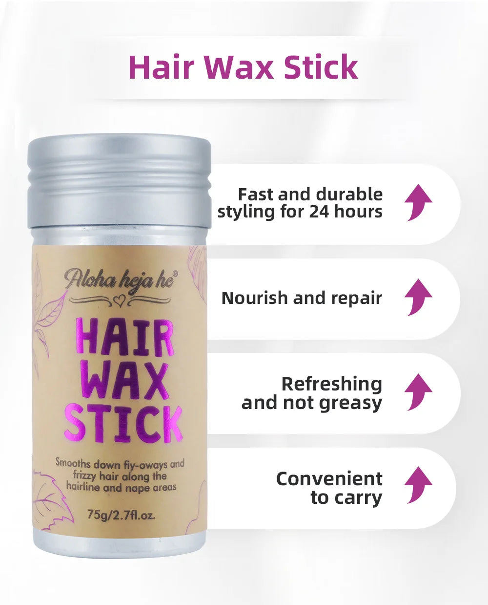 High-Shine Wax Sticks with 3 Combs Set — Anti-Frizz Pomade