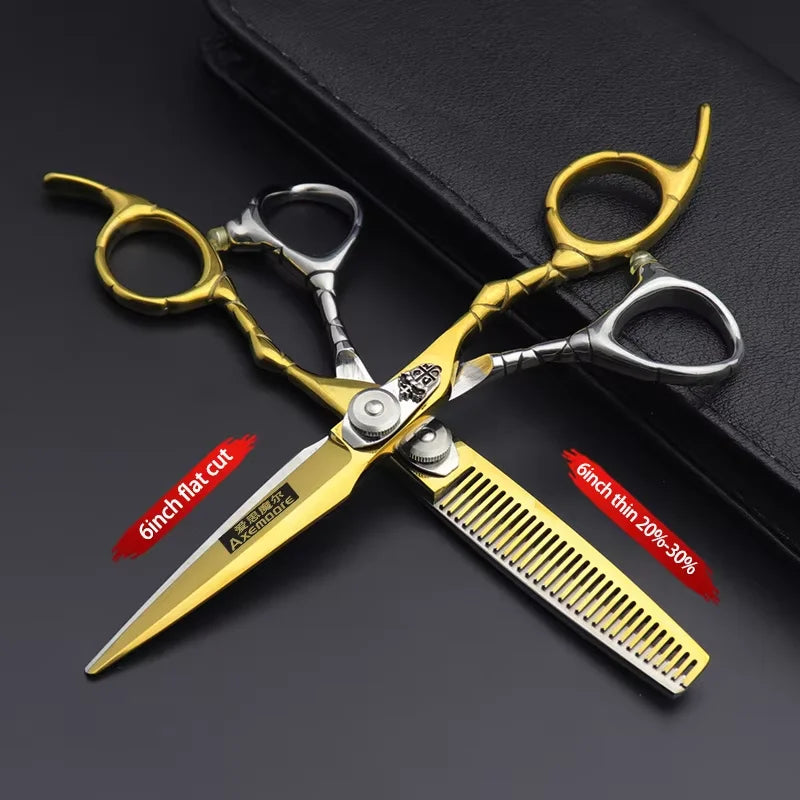 Axemoore 6-Inch Premium Barber Scissors — Cutting & Thinning Sets