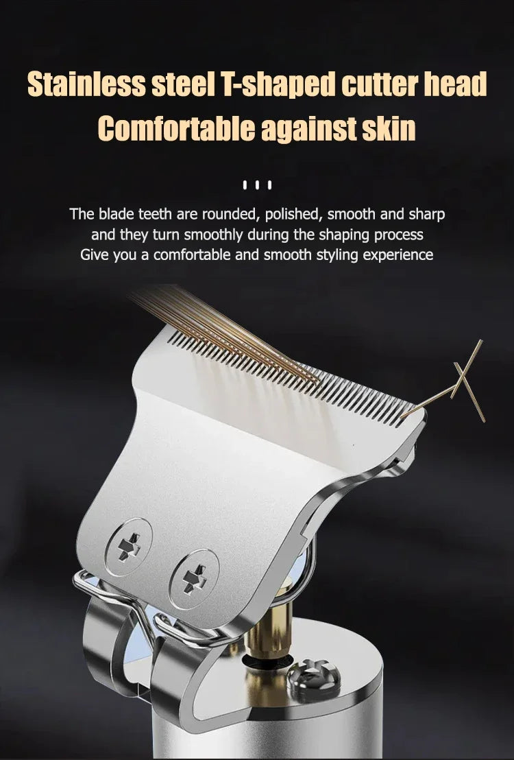 T9 Vintage Rechargeable Barber Clipper — Silver & Black