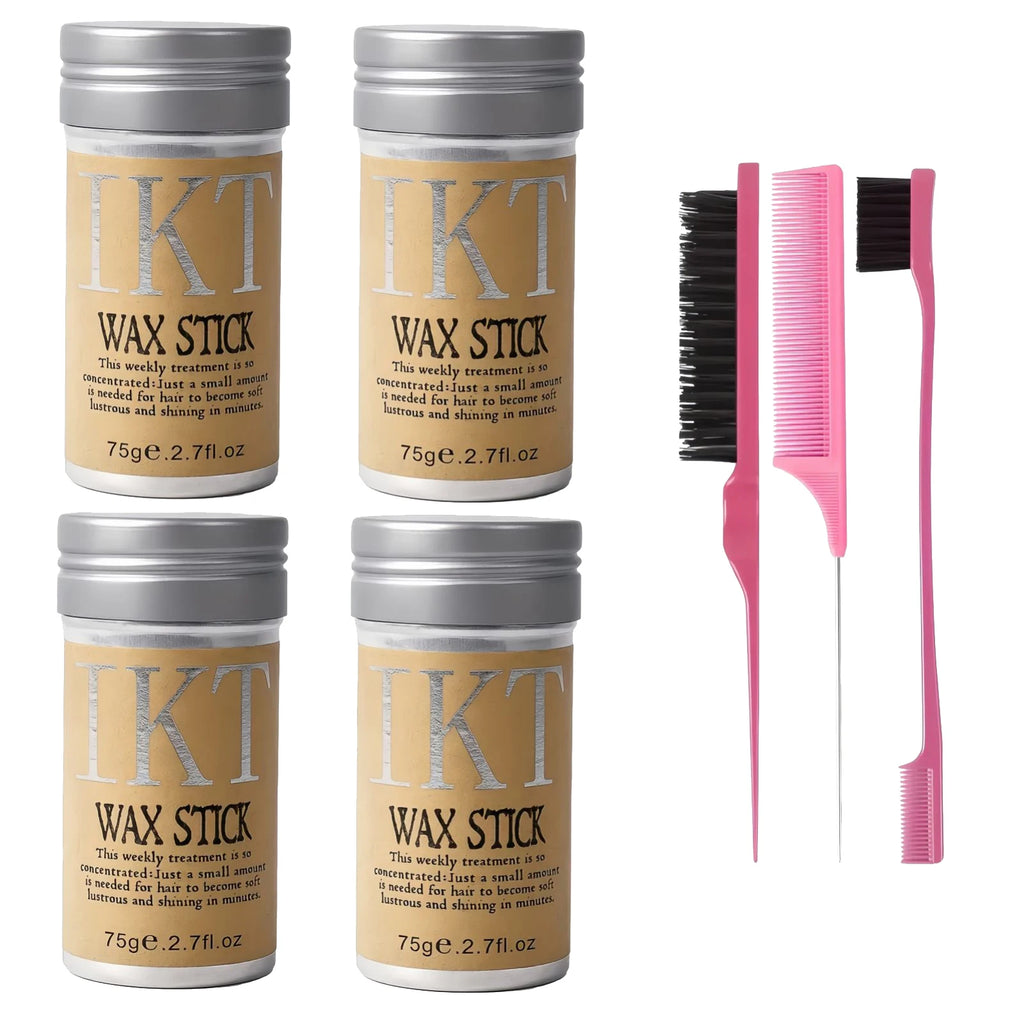 Hair Wax Stick for Kids & Women — With Slick Back Brushes