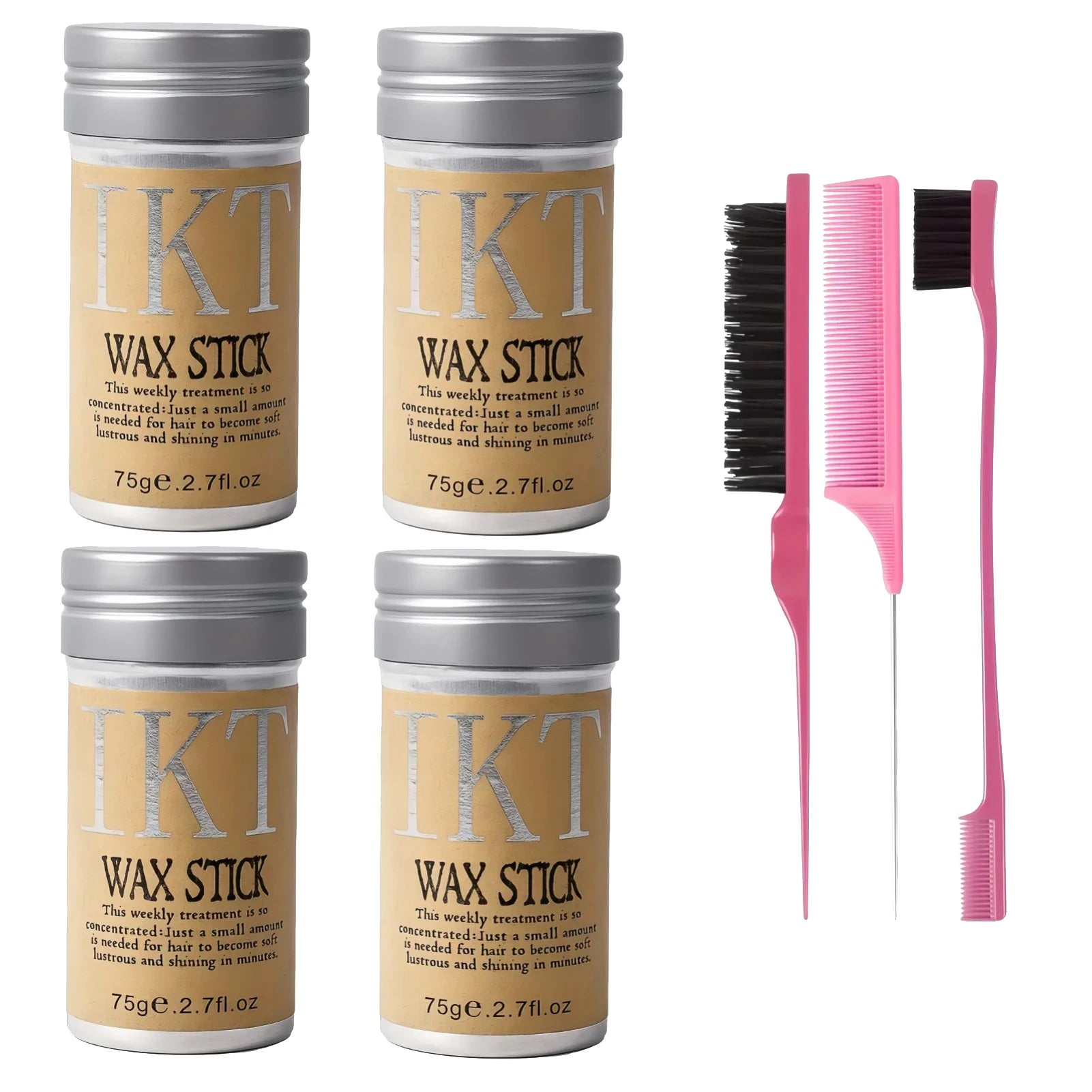 Hair Wax Stick for Kids & Women — With Slick Back Brushes