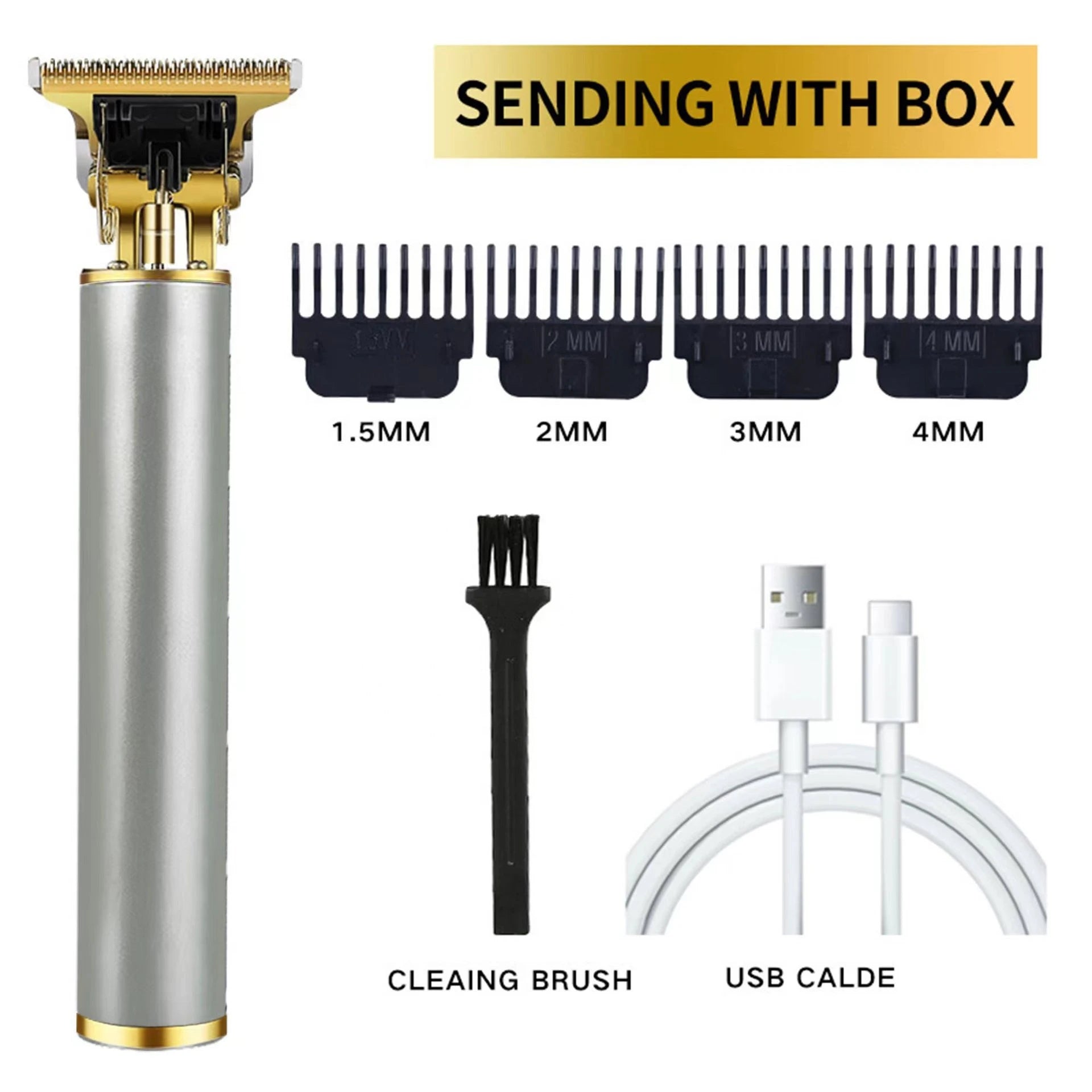T9 Vintage Rechargeable Barber Clipper — Silver & Black