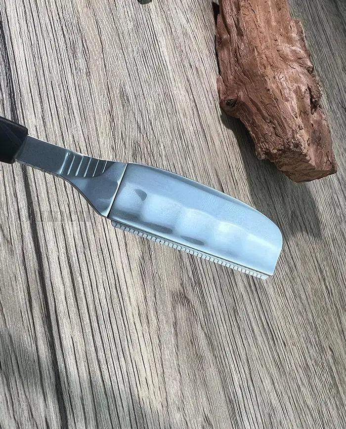 Zinc Alloy Straight Razor — Non-Folding, Silicone Handle, 14 Styles