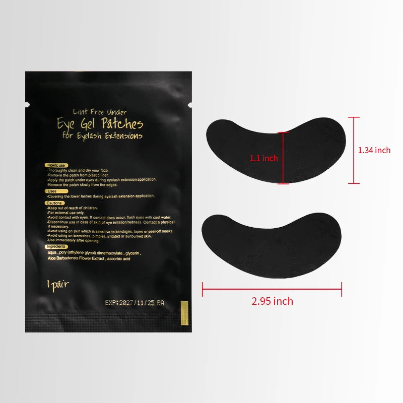 Black Under-Eye Patches for Lash Extensions — 50 Pairs
