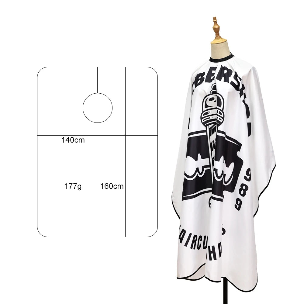Retro Pattern Barber Cape — Waterproof, Snap Closure, 8 Styles