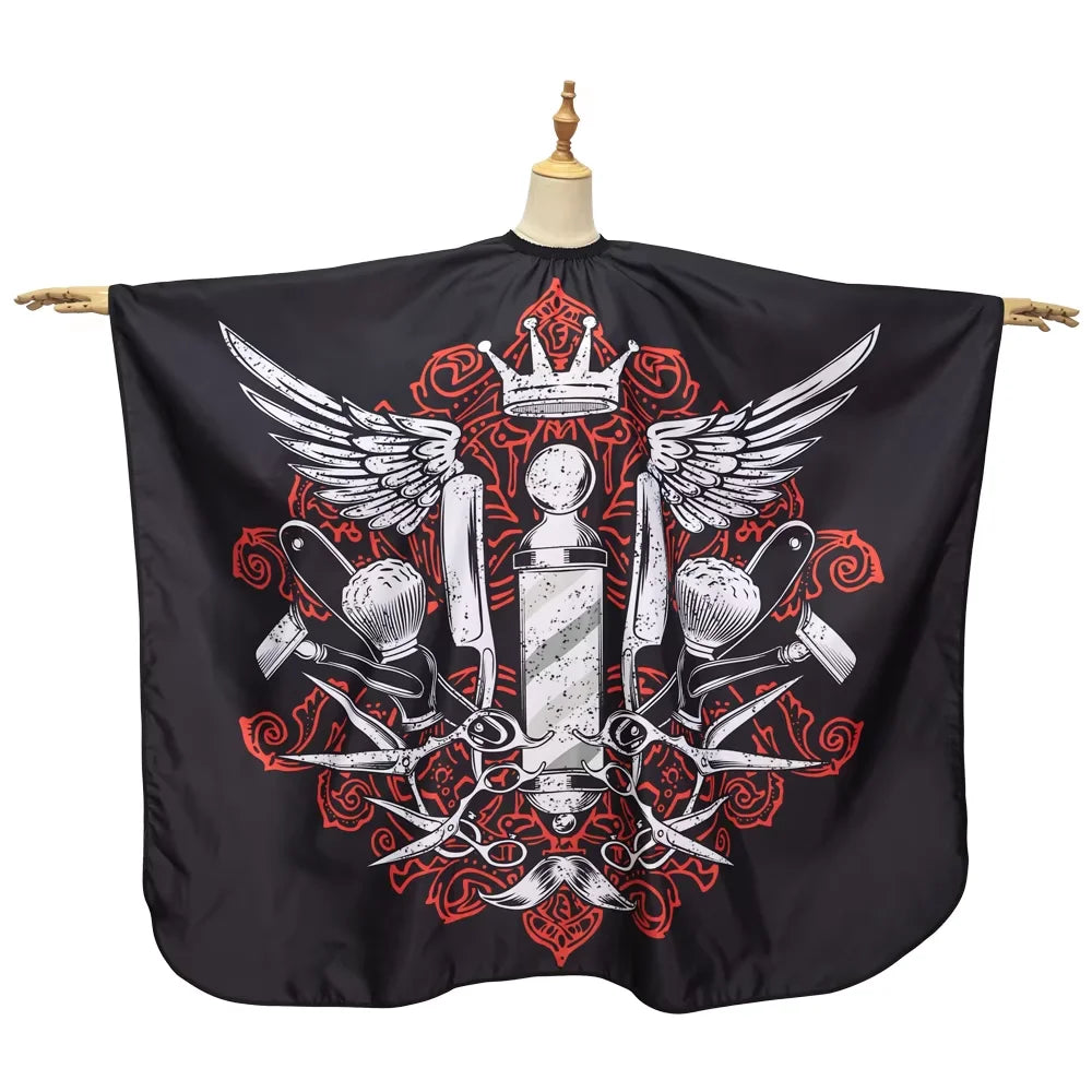 Professional Barber Hair Apron — Anti-Static, Black Patterned