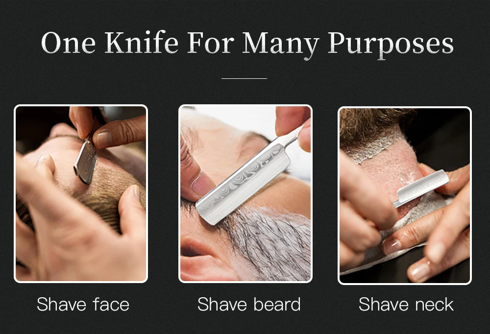 BARBERTOP Shavette Open Razor — 5 Styles, Replaceable Blade