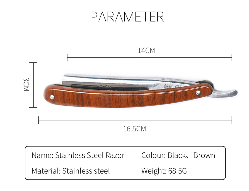 BARBERTOP Shavette Open Razor — 5 Styles, Replaceable Blade