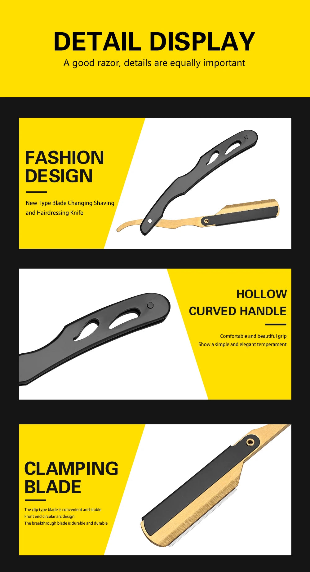 Classic Folding Straight Razor — Stainless Steel, 5 Colors