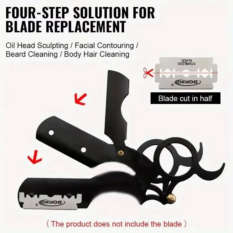 Folding Barber Razor Handle — With Optional Blade Bundle