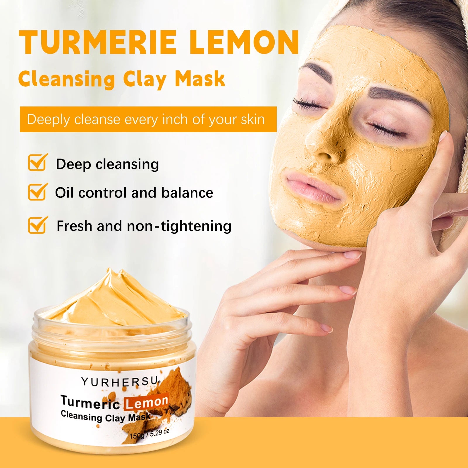 Turmeric & Lemon Clay Mask — Brightening & Deep Cleansing
