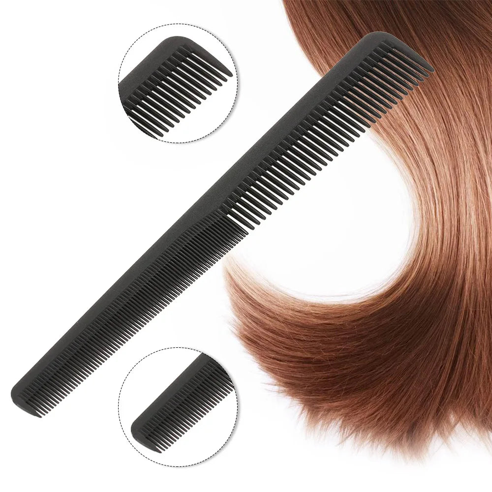 Fine-Tooth Barber Cutting & Styling Comb — Professional Black