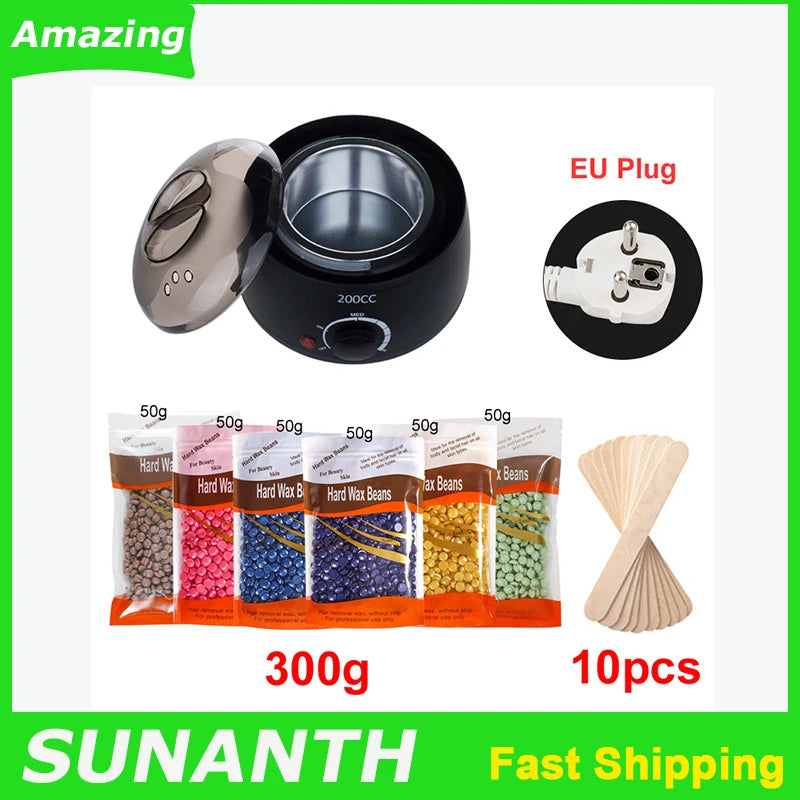 200ml Wax Heater Machine — EU & US Plug, Wax Beans Kit