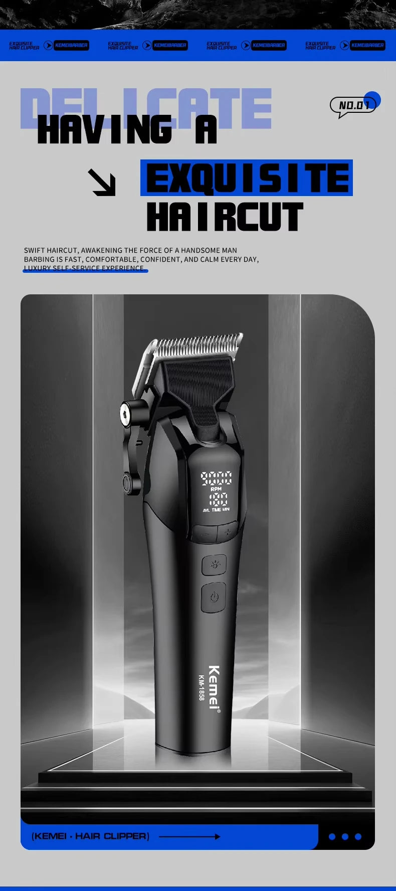 Kemei KM-1858 10W DLC Cordless Clipper