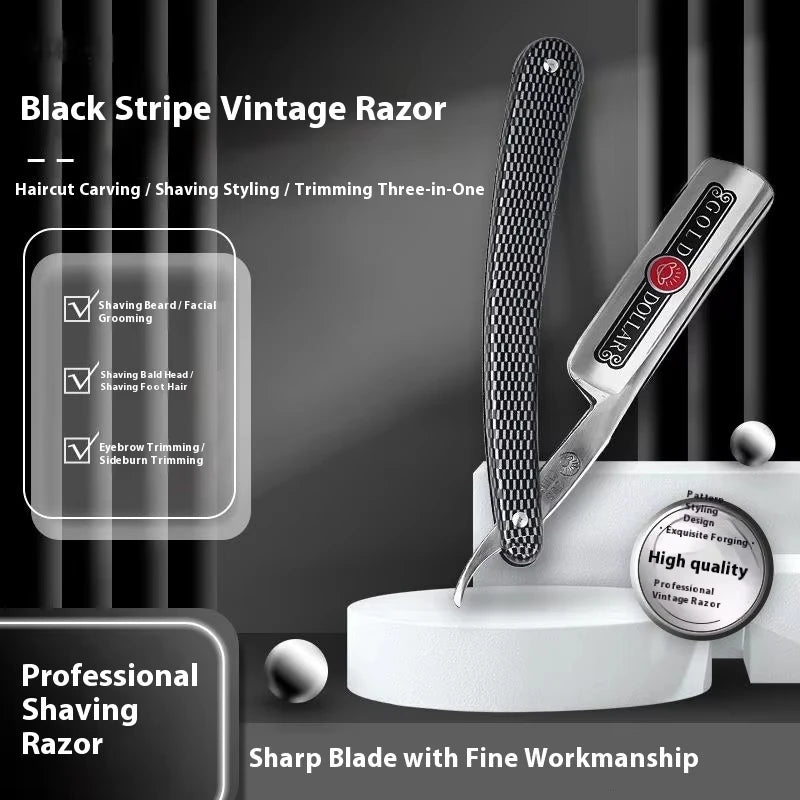 BARBERTOP Shavette Open Razor — 5 Styles, Replaceable Blade