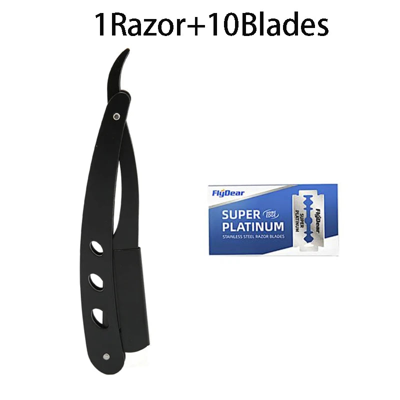 Straight Razor Handle + Blade Bundle — 10, 20 or 40 Blades