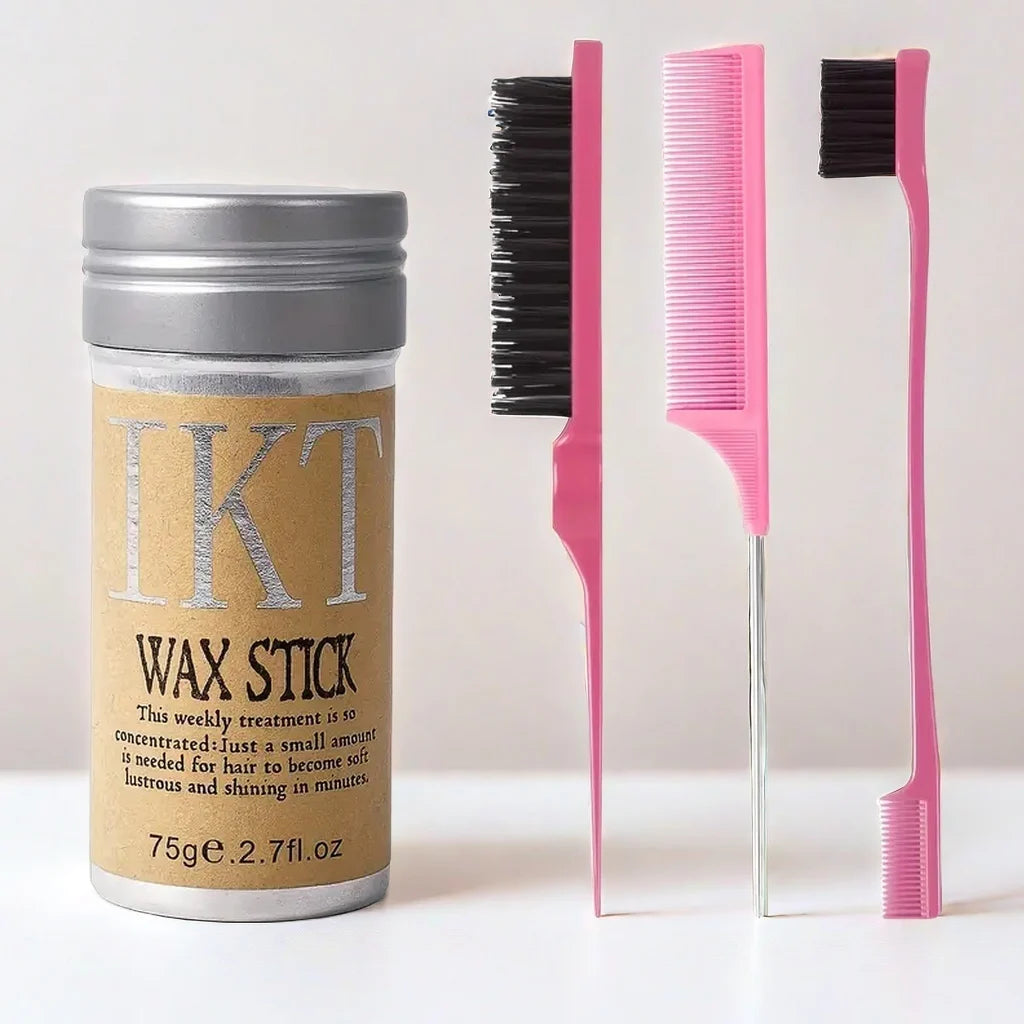 Hair Wax Stick for Kids & Women — With Slick Back Brushes
